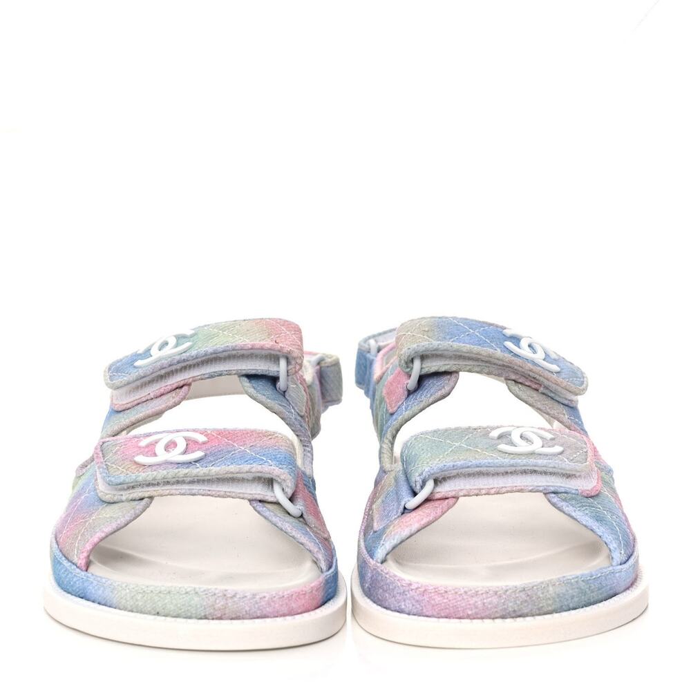 Chanel NIB Interlocking CC Logo Rainbow Quilted Slingback Dad Sandals 41.5 NEW - Picture 4 of 12